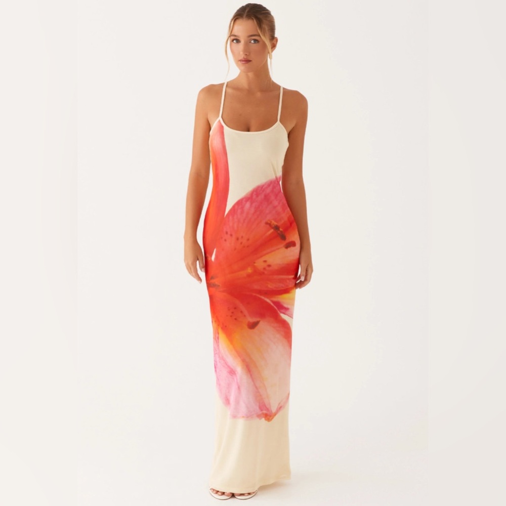 Peppermayo Orange and Pink Maxi Dress NWT